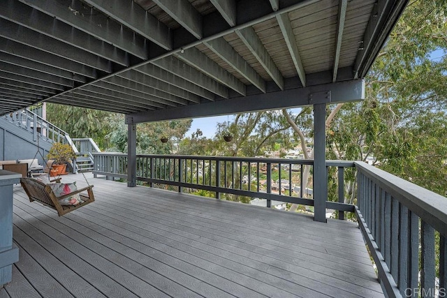 wooden terrace with stairs