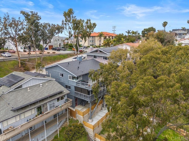 aerial view with a residential view