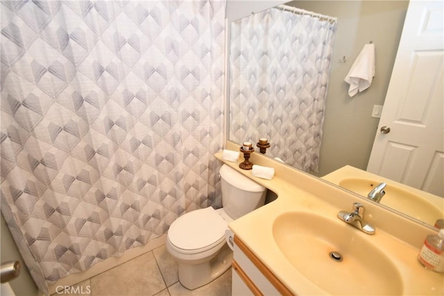 16700 Yukon Ave Unit 204, Torrance, CA 90504 - bathroom featuring toilet, tile patterned floors, vanity, and curtained shower
