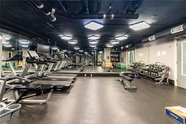 exercise room with visible vents