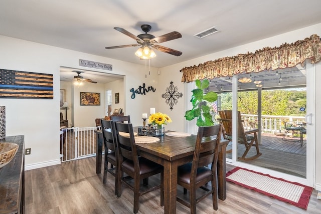 1471 Via Monserate, Fallbrook, CA 92028 - dining area with ceiling fan, wood finished floors, and baseboards