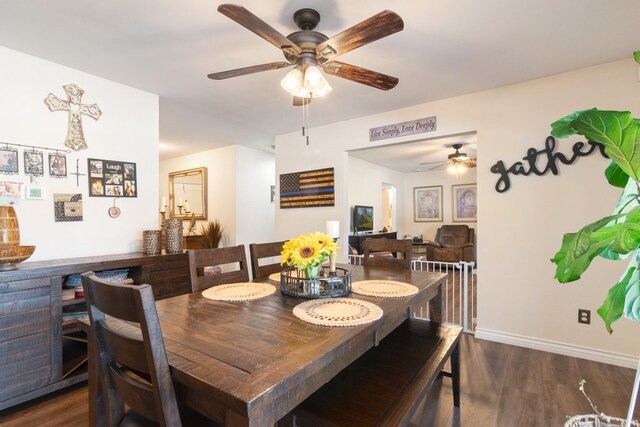 1471 Via Monserate, Fallbrook, CA 92028 - dining room with ceiling fan, wood finished floors, and baseboards