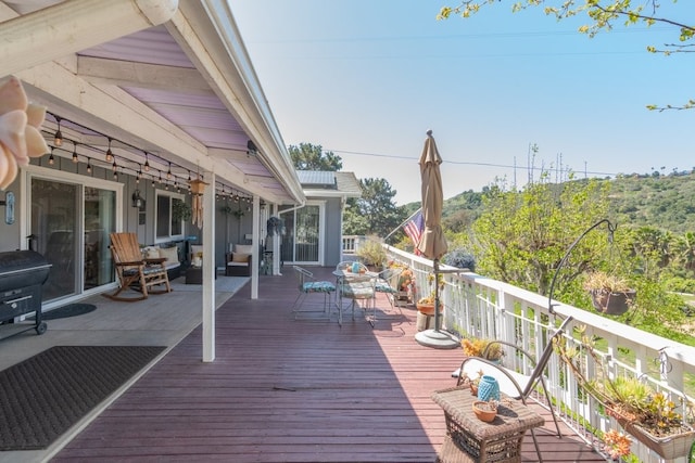 1471 Via Monserate, Fallbrook, CA 92028 - wooden terrace featuring outdoor dining area and an outdoor living space