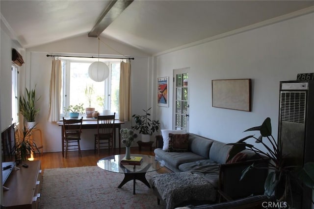2859 Effie St, Los Angeles, CA 90026 - living area with a heating unit, wood finished floors, and healthy amount of natural light