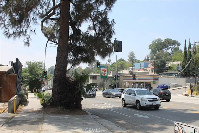 2859 Effie St, Los Angeles, CA 90026 - view of asphalt road with sidewalks, traffic lights, curbs, and street lighting