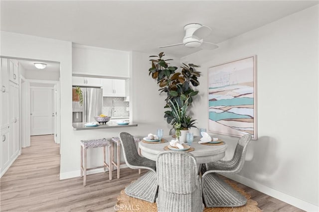 15 15th St Unit 6, Hermosa Beach, CA 90254 - dining space featuring light wood-style flooring, baseboards, and ceiling fan
