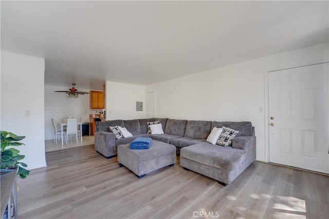 1386 E Madison Ave Unit 21, El Cajon, CA 92021 - living area featuring light wood-style flooring and a ceiling fan