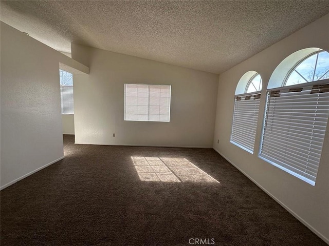 spare room with vaulted ceiling, carpet, and a healthy amount of sunlight