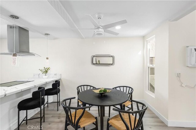 1000 W Macarthur Blvd Unit 106, Santa Ana, CA 92707 - dining room featuring light wood-style flooring, ceiling fan, baseboards, and recessed lighting