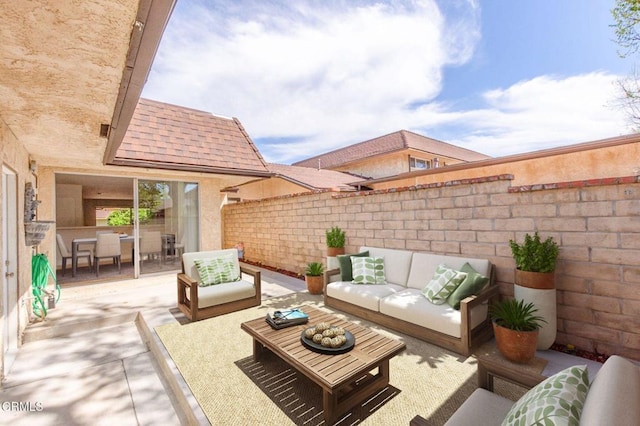 view of patio featuring an outdoor hangout area