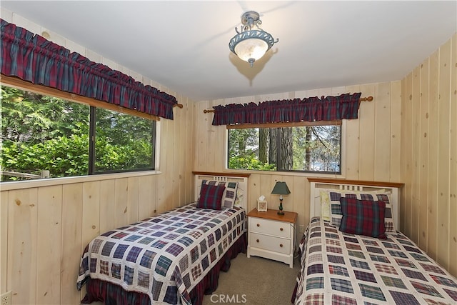 28018 Peninsula, Lake Arrowhead, CA 92352 - carpeted bedroom with wood walls