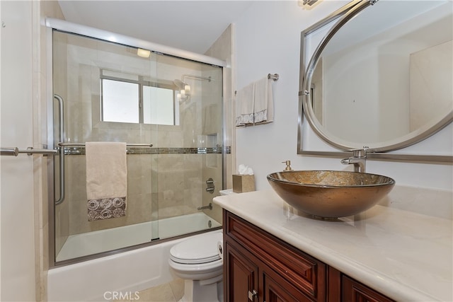 28018 Peninsula, Lake Arrowhead, CA 92352 - bathroom with vanity and bath / shower combo with glass door