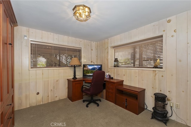 28018 Peninsula, Lake Arrowhead, CA 92352 - carpeted office featuring wooden walls and healthy amount of natural light