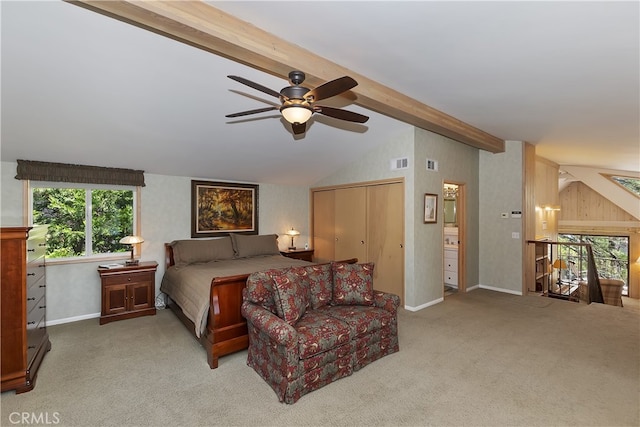 28018 Peninsula, Lake Arrowhead, CA 92352 - carpeted bedroom with ceiling fan and a closet