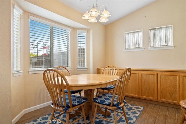 1400 Genoa Way, Santa Maria, CA 93455 - dining space with a wealth of natural light, an inviting chandelier, wood finished floors, and lofted ceiling