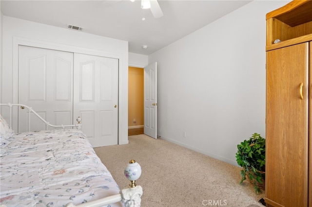 1400 Genoa Way, Santa Maria, CA 93455 - carpeted bedroom featuring visible vents, a closet, baseboards, and ceiling fan