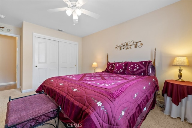 1400 Genoa Way, Santa Maria, CA 93455 - carpeted bedroom featuring a closet, baseboards, a ceiling fan, and visible vents