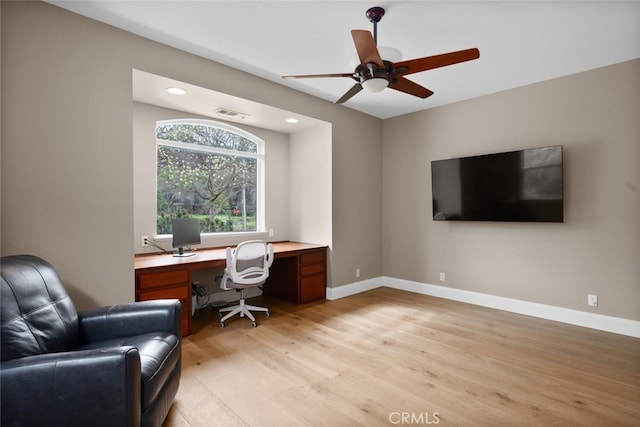 11 Sycamore Valley Rd, Chico, CA 95973 - office space featuring light wood-type flooring, a ceiling fan, baseboards, and recessed lighting