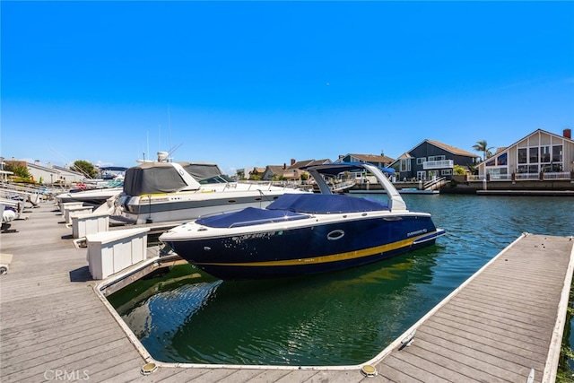 dock area featuring a water view