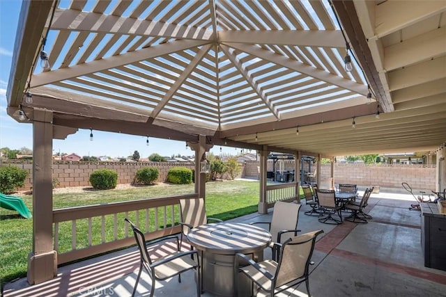 42370 61st St W, Lancaster, CA 93536 - fenced backyard with outdoor dining area and a patio area