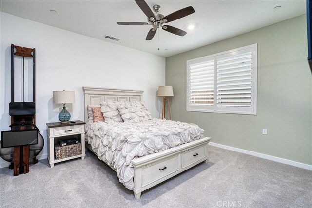 1093 Traverse Dr S, Madera, CA 93636 - bedroom with carpet floors, baseboards, visible vents, and ceiling fan