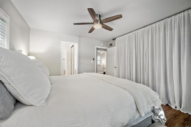 4620 Panchoy Dr, La Mesa, CA 91941 - bedroom with a ceiling fan and wood finished floors