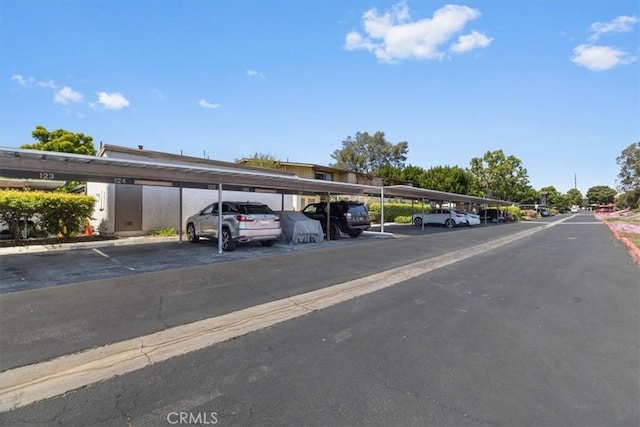 view of covered parking lot