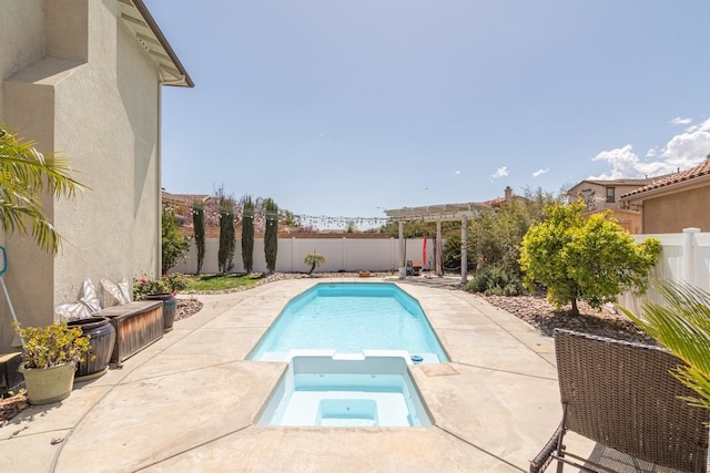 32133 Kale Ln, Winchester, CA 92596 - view of pool with a fenced backyard, a pool with connected hot tub, and a patio area