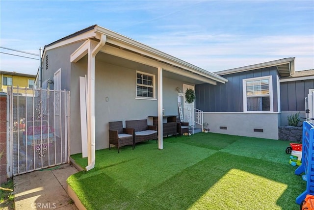 2807 W 129th, Gardena, CA 90248 - view of front of house featuring fence, crawl space, and stucco siding