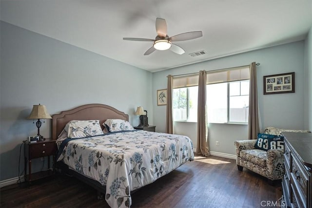 17985 Crabapple Ct, San Bernardino, CA 92407 - bedroom with ceiling fan, visible vents, baseboards, and wood finished floors