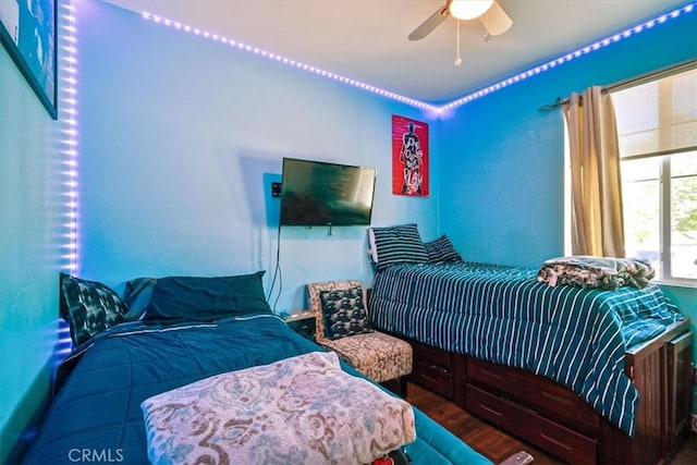 17985 Crabapple Ct, San Bernardino, CA 92407 - bedroom with wood finished floors and ceiling fan