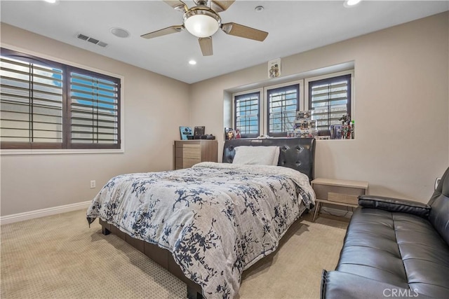 3973 Coast Oak Cir, Chino Hills, CA 91709 - bedroom featuring carpet floors, multiple windows, visible vents, and recessed lighting