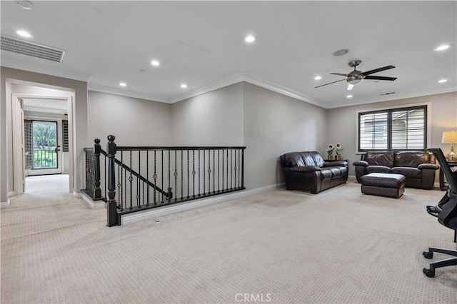 3973 Coast Oak Cir, Chino Hills, CA 91709 - living room with recessed lighting, carpet floors, and visible vents