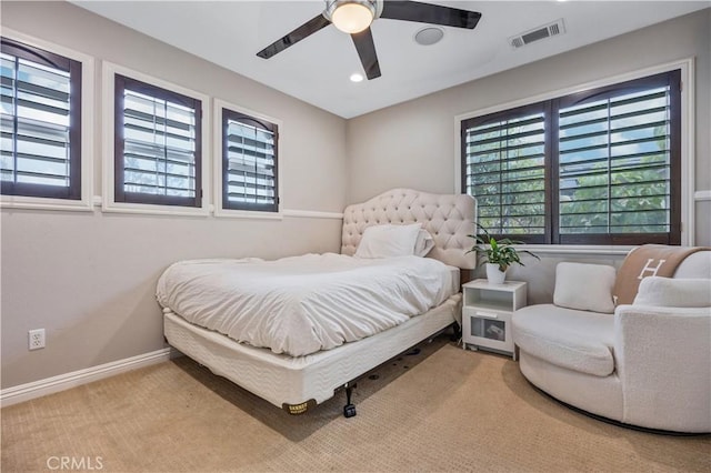 3973 Coast Oak Cir, Chino Hills, CA 91709 - carpeted bedroom with baseboards, a ceiling fan, visible vents, and recessed lighting