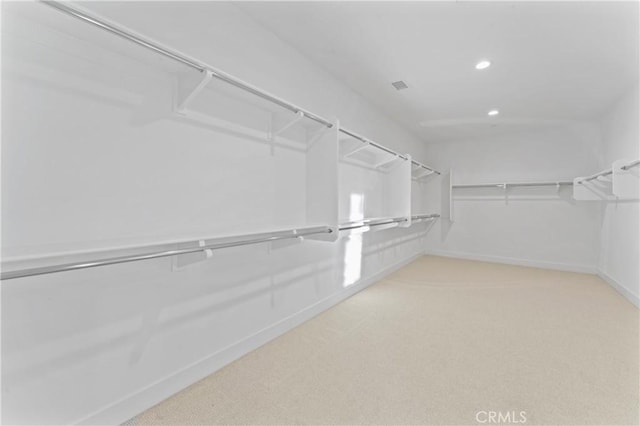 walk in closet with carpet