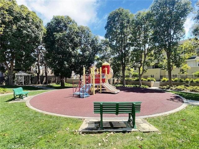 community playground with a lawn