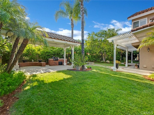 125 Heath Meadow Pl, Simi Valley, CA 93065 - view of green lawn with a gazebo, a patio area, and a pergola