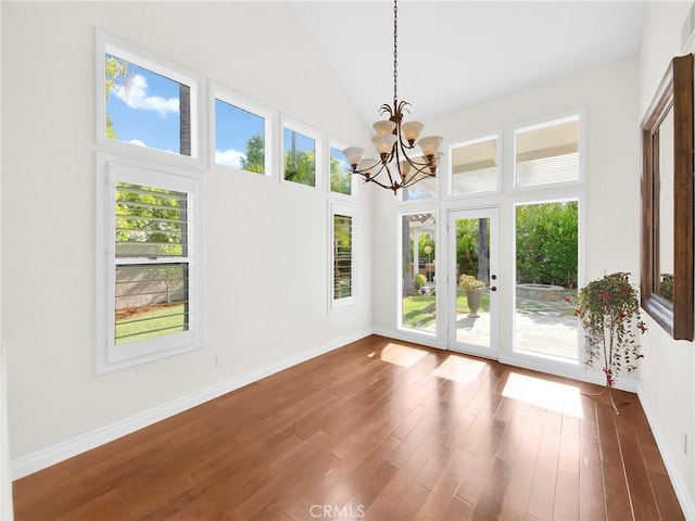 125 Heath Meadow Pl, Simi Valley, CA 93065 - unfurnished sunroom with a chandelier, french doors, and lofted ceiling