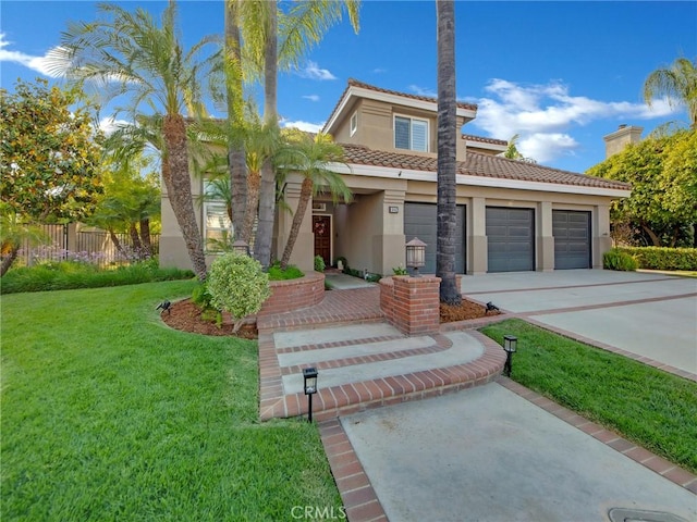 125 Heath Meadow Pl, Simi Valley, CA 93065 - mediterranean / spanish home with stucco siding, concrete driveway, an attached garage, and a tile roof