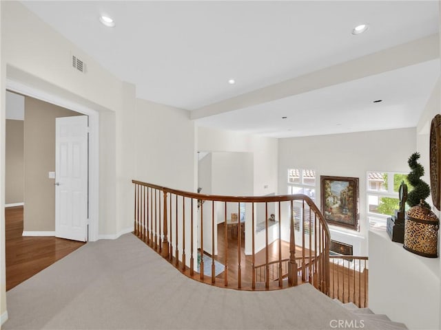125 Heath Meadow Pl, Simi Valley, CA 93065 - hallway featuring an upstairs landing, recessed lighting, and carpet