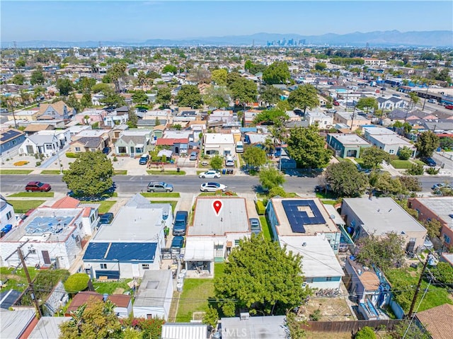 bird's eye view featuring a mountain view and a residential view