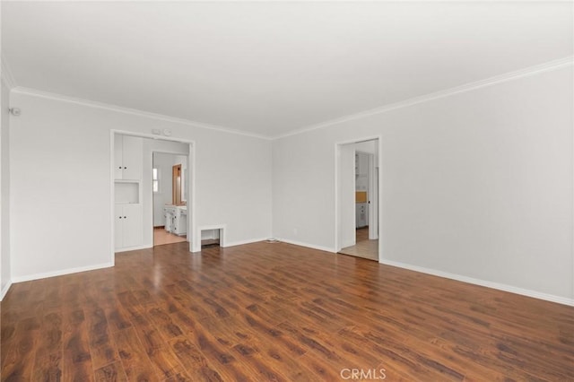 1026 De Garmo Dr, Los Angeles, CA 90063 - spare room featuring baseboards, ornamental molding, and wood finished floors