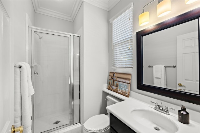 18 Beacon, Ladera Ranch, CA 92694 - full bathroom with vanity, a stall shower, and ornamental molding