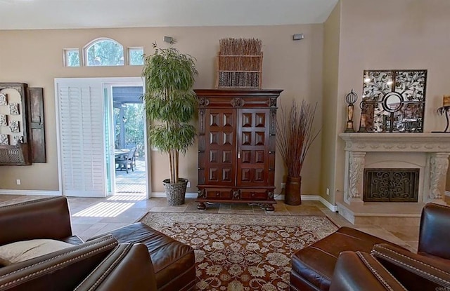 1034 Via Reata, Vista, CA 92081 - living area with baseboards and a fireplace with raised hearth