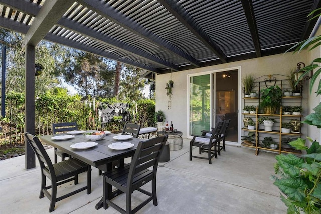 1034 Via Reata, Vista, CA 92081 - view of patio / terrace with outdoor dining area, a pergola, and fence