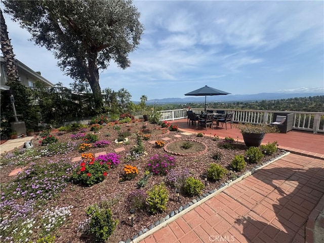 4612 Wolfe Way, Woodland Hills, CA 91364 - view of community featuring a deck with mountain view and outdoor dining area