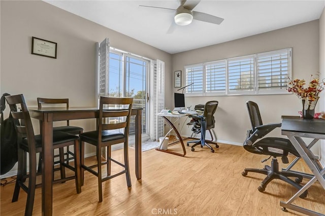 4612 Wolfe Way, Woodland Hills, CA 91364 - office with wood finished floors, a ceiling fan, and baseboards