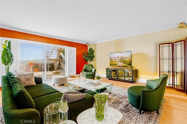 4612 Wolfe Way, Woodland Hills, CA 91364 - living room with ornamental molding and wood finished floors
