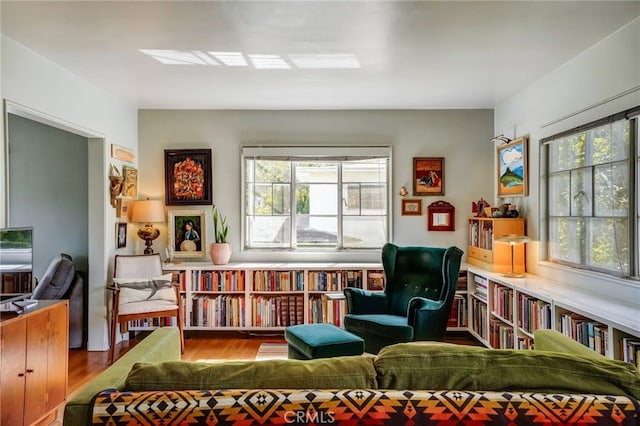 sitting room with wood finished floors