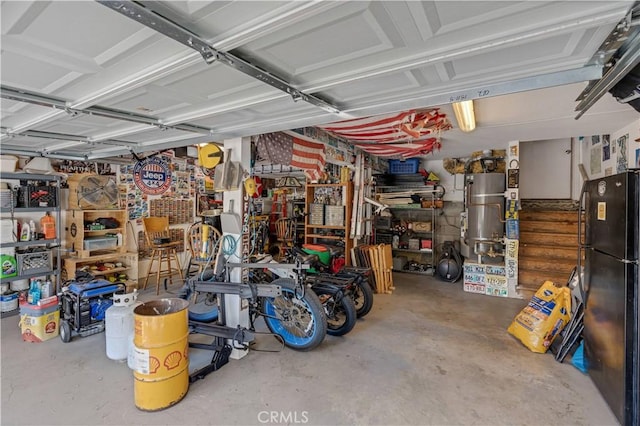 1799 Betty St, Wrightwood, CA 92397 - garage featuring freestanding refrigerator and a workshop area
